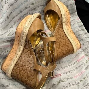 Coach Brown Wedge Sandals size 9